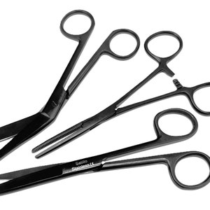 Nursing scissors set Black Edition 3 pieces kocher bandage scissors surgical scissors nurse gift set text engraving option image 1