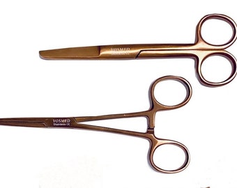 Pflegescheren- und Kocher-Set – Bronze-Finish – Kocher-Klemme + chirurgische Schere – mit persönlicher Gravuroption.