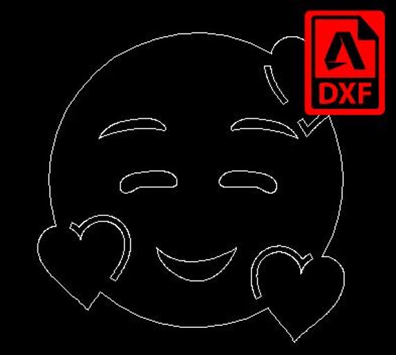 Valentine Heart Emoji Coaster DXF File: CNC Laser Cut Design