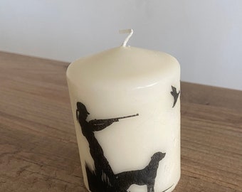 Hunting candle black silhouette, countryside sport themed, field sport country pursuits, female and her dog, shooting gifts, girls on peg,