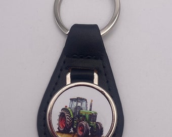 Tractor metal and leather keyring, farm gift ideas, countryside, farm vehicles, tractor lover gift ideas