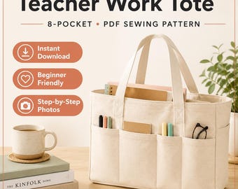 Patrón de costura para bolso de trabajo de profesor de 8 bolsillos (descarga en PDF)