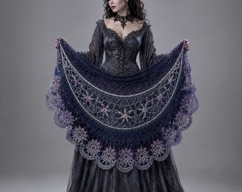 Crescent Shawl Crochet Pattern, Celestial Lace Wrap PDF – Moonveil