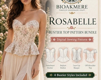 Bustier Top Sewing Pattern Bundle PDF: Sweetheart, Peplum, Lace-Up & Off-Shoulder, XS–XXL