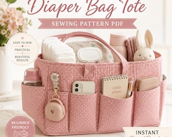 Patrón de costura para bolso cambiador de 10 bolsillos, organizador ideal para principiantes (descarga digital) - Bolso tote