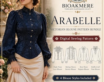 Arabelle Victorian Blouse Sewing Pattern Bundle: 4 Styles (Digital Download)