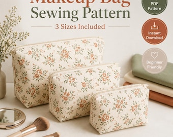 Patrón de costura para neceser de maquillaje, 3 tamaños (descarga en PDF) - Bolso tote