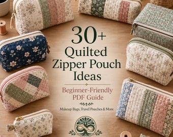30+ Quilted Zipper Pouch Ideas PDF Guide: Beginner Makeup, Travel and Boxy Bags