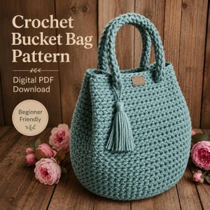Chunky Crochet Bucket Bag Pattern, Round Base Tote, Beginner Friendly (PDF Download)
