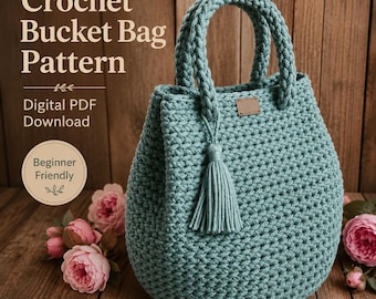 Patrón de bolso tipo cubo de ganchillo grueso, bolso de base redonda, ideal para principiantes (descarga en PDF)