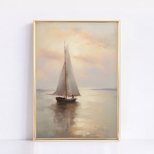 Arte de pared náutico, pintura al óleo de velero, decoración de pared náutica, arte de pared del océano, impresiones playeras, carteles antiguos