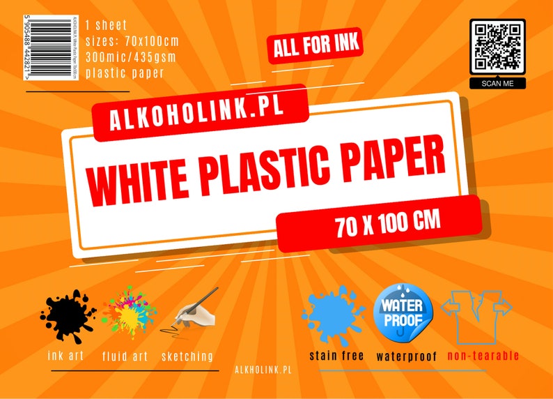 Carta plastificata per inchiostri ad alcool in vari formati 70x100cm 1pcs.