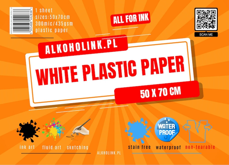 Carta plastificata per inchiostri ad alcool in vari formati 50x70cm 1 pcs.
