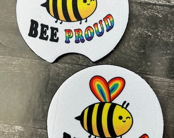 Bee Proud Pride Car Cup Holder Coasters Set New