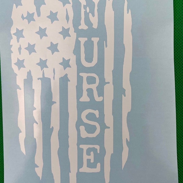 Nurse Distressed Flag Vinyl Car Decal Laptop