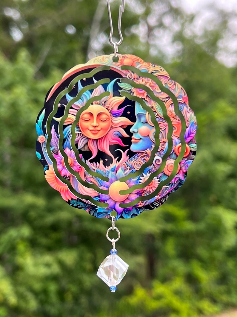 Sun Face Floral Mini Metal Wind Spinner New Etsy