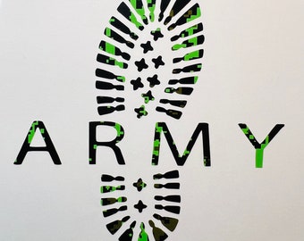 Army Boot Print Vinyl Car Decal Sticker New