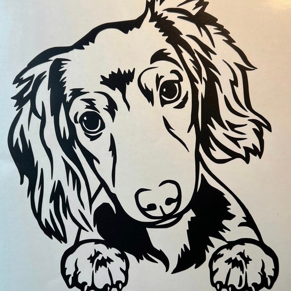 Dachshund Long Haired Dog Vinyl Decal Sticker