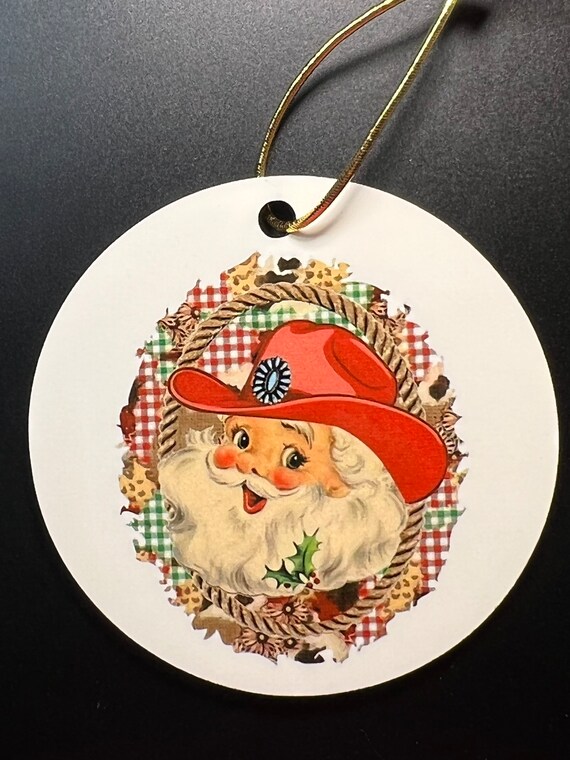 Cowboy santa christmas ornament Clearance