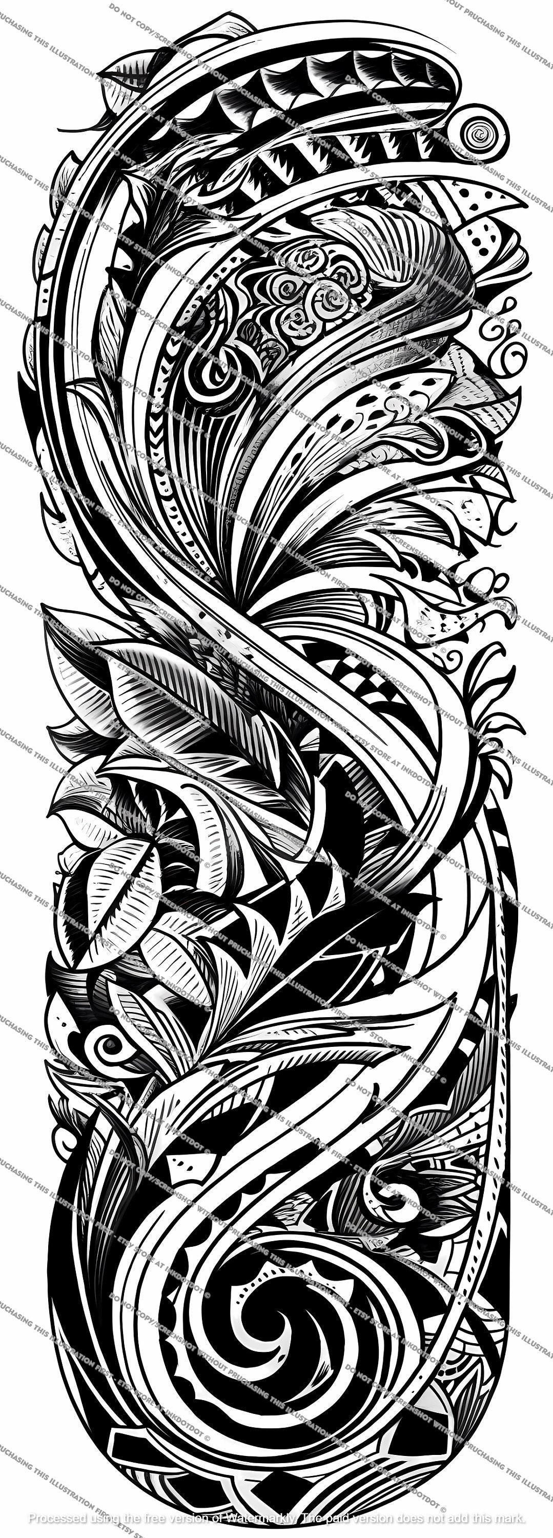 Tribal/hawaiian Tattoo Illustration Vol 1 Instant Download Tattoo