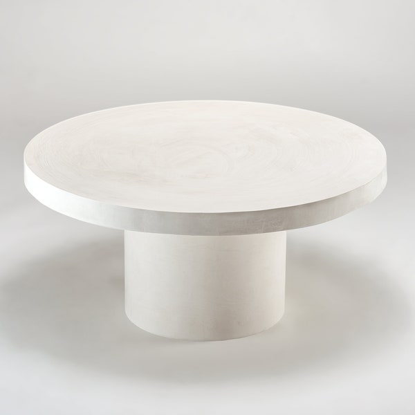 Table basse ronde blanche sur une jambe, table basse faite à la main