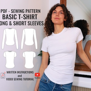 Molde de costura JERSEY T-SHIRT / Tamanhos 32-52 / Download instantâneo em PDF