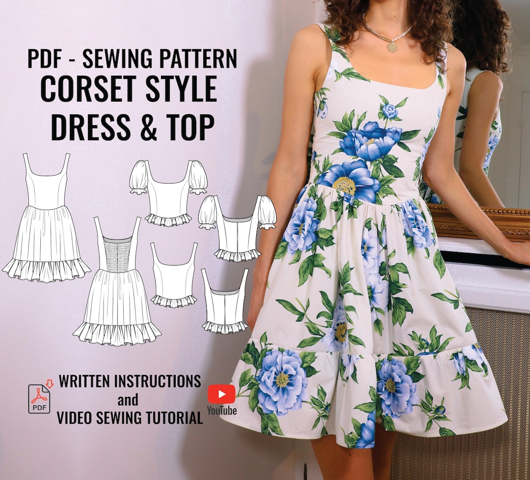 CORSET Style DRESS and TOP Sewing Pattern / Sizes 32-52 / Instant Pdf Download - Etsy CORSET Style DRESS and TOP Sewing Pattern / Sizes 32-52 / Instant Pdf Download - Etsy