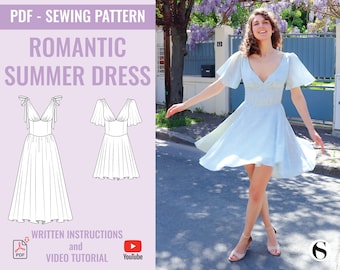 Patron de couture ROMANTIQUE COTTAGECORE ROBE / Tailles xxS-xxL / Téléchargement instantané du pdf