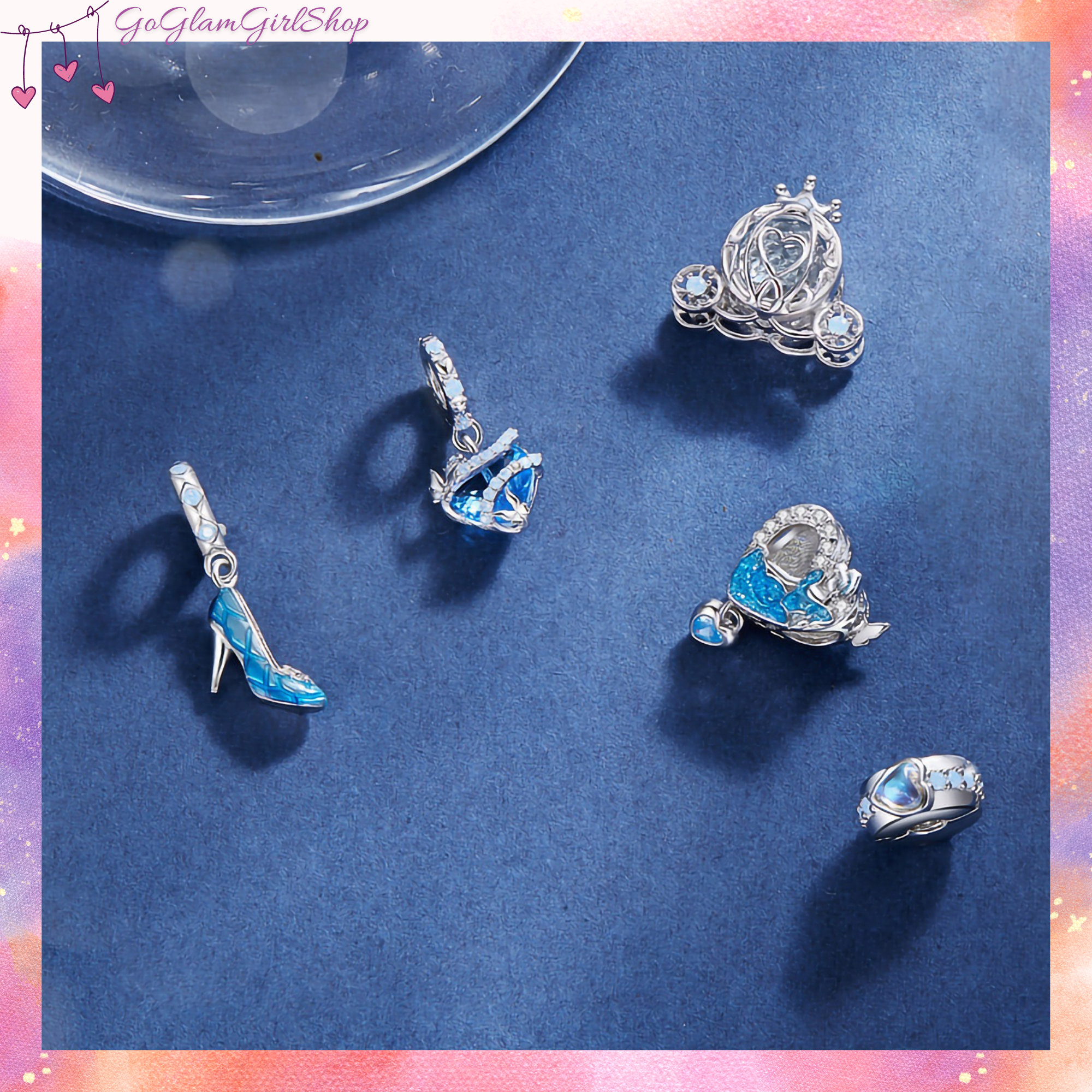 Cinderella S925 Sterling Silver Charms – Glass Slipper, Pumpkin