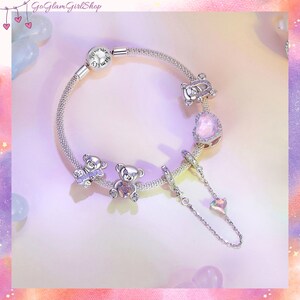 S925 Teddybär Charms für pandora Bettelarmband, ich liebe dich Perlen, rosa Herz Charms, Opale, Glas und Emaille, Valentinstag Bären Geschenk