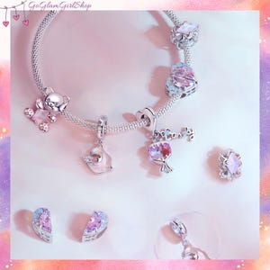 S925 Sisters Love Charms for pandora charm bracelet, Split Heart Sister Sis, Engraved bead, Teddy Bear, Candy pendant, Charms to separate
