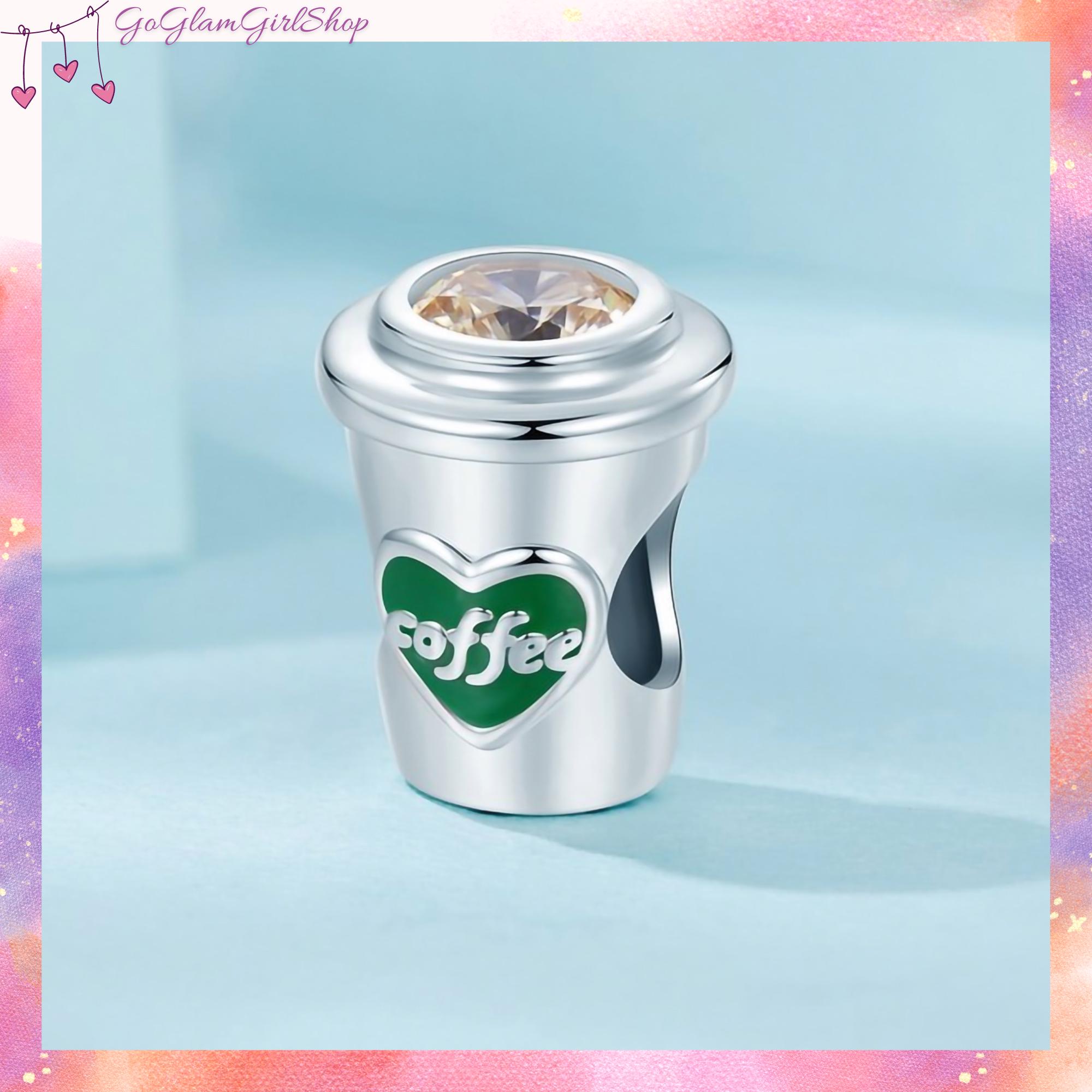 925 Sterling Silver Love Heart Cup Charm - Tea/Coffee Lover Bead For European Bracelets & Necklaces