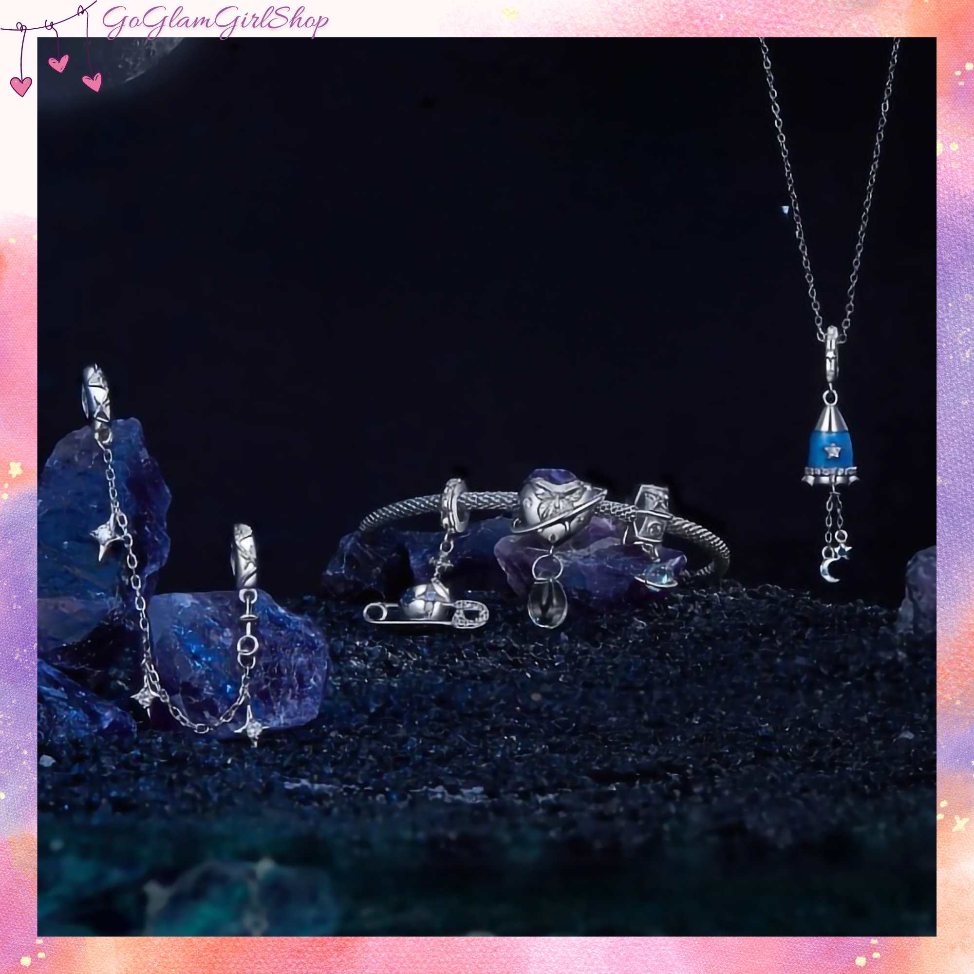 Ciondolo A Forma Di Luna In Argento Sterling 925 Con - Foto 6