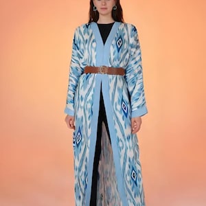 Uzbek ikat chapan,handmade coat,cotton ikat dress,boho kaftan,ethnic ikat abaya,tribal ikat robe,ikat jacket,ikat dresses,kimona dress