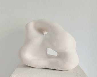 Handbuilt ceramic sculpture in white stoneware