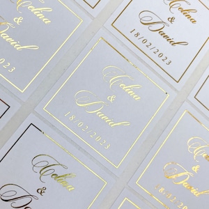 Rectangular chocolate stickers-white, gold, silver to stick on for golden chocolate in a chocolate box | Wedding, engagement, celebration