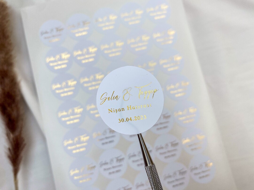 Runde Personalisierte Sticker-Papiersticker-Weiß für Hochzeit oder ...