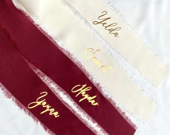 Gepersonaliseerde chiffon ringbanden met of zonder klittenbandsluiting voor verloving, huwelijk of bruiloft (Kurdele)