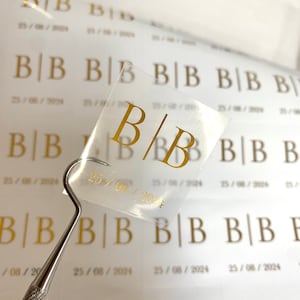 Rechteckige Transparent Milchige Foliensticker (3,5 x 4 cm) für Hochzeit/Verlobung/Nisan/Henna etc. in gold Oder Silber folierter Schrift