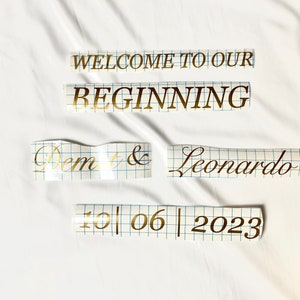 Sticker/Aufkleber für Empfangstafel Hochzeit/Verlobung/Babyshower/Geburtstag und mehr | Willkommens-Acrylschild/Platte aus Glas zum Bemalen