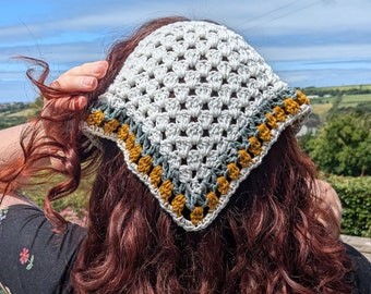 Tulip Crochet Bandana | Crochet Headband | Lightweight Summer Bandana | Crochet Headscarf