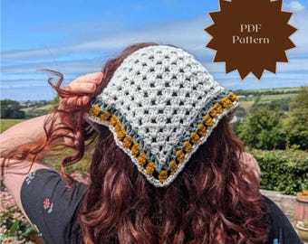Tulip Crochet Bandana Pattern | Floral Headscarf (PDF Pattern)