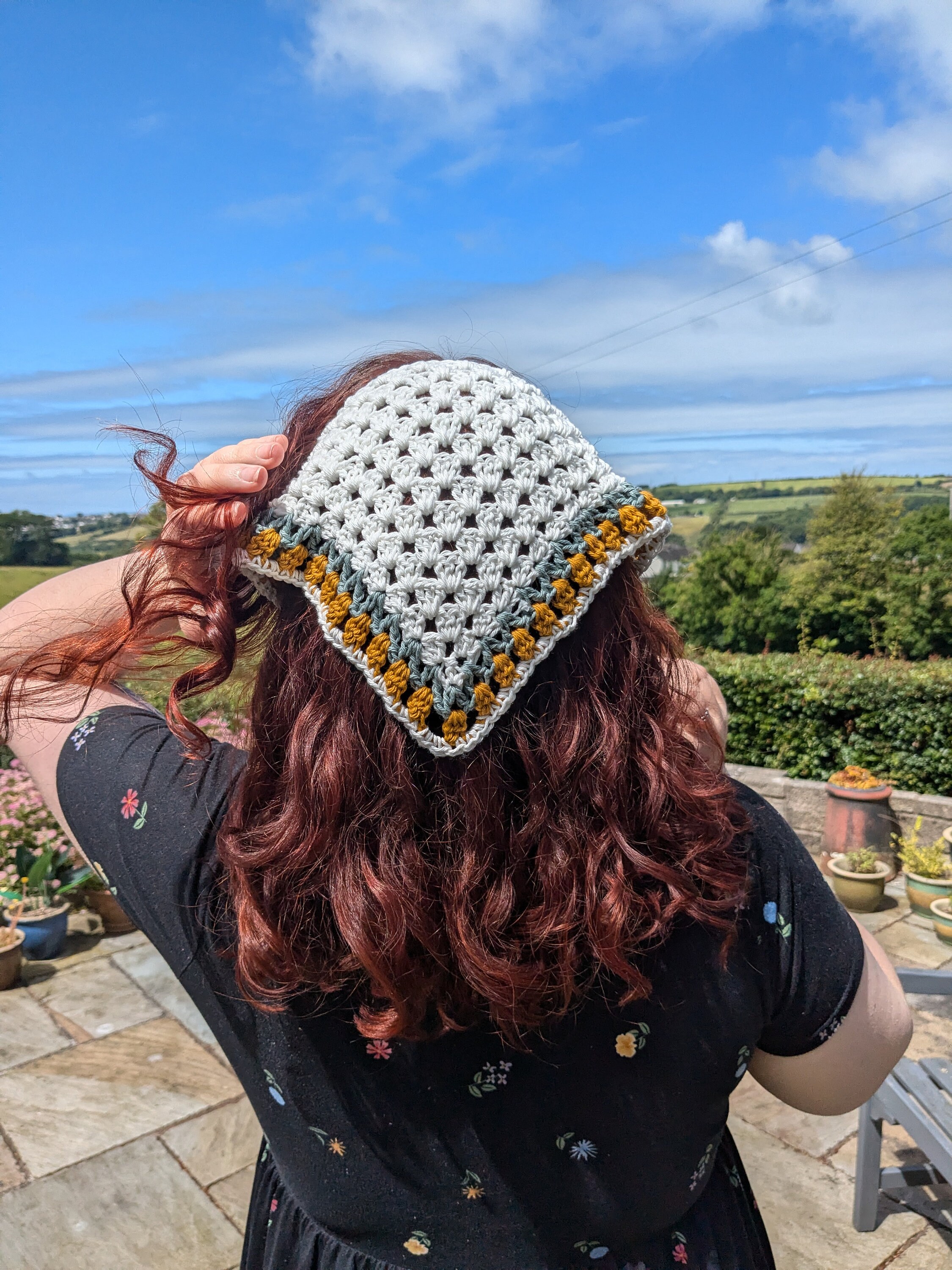 Tulip Bandana Crochet Pattern | Floral Crochet Bandana PDF