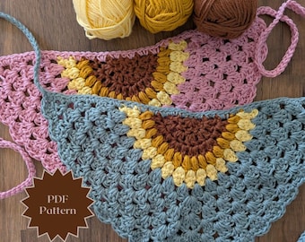 Sunflower Crochet Bandana Pattern | Floral Headscarf (PDF Pattern)