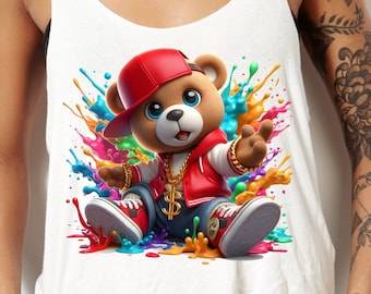 Bundle Teddy Bear 5 PNGs Colorful Designs, Png for shirt, Trending Sublimation Designs for HipHop Streetwear, dtf Designs, Hoodie Designs