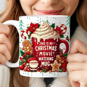 This is My Christmas Movie Watching 11 oz en 15 oz mokomslag, leuke kerstmok, kerstfilms mok, vakantiefilms mok, png digitale download