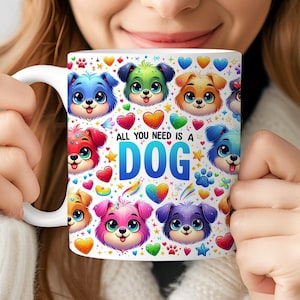 Envoltura de taza para perros, envoltura de taza para amantes de los perros, todo lo que necesita es una plantilla de taza PNG de 11 oz y 15 oz para perros, archivos PNG de taza de perro lindo, descarga digital únicamente