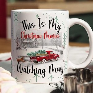 Dies ist mein Weihnachtsfilm Ansehen Mug Wrap, Weihnachtsfilme Becher Png Sublimationsdesign, Weihnachtsbecher PNG Design Nur digitaler Download