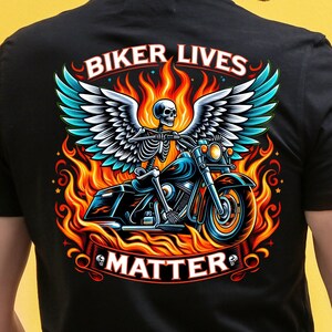 Biker Lives Matter Sublimation Design, Flaming Bike Png Design, Hell Rider PNG, Biker Shirt, Rider Skull PNG, png File Digital Download Only