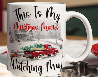 Dit is mijn kerstfilm kijken mok png-ontwerp digitale download, kerstfilms png-wrap, kerstmok png downloaden